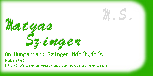 matyas szinger business card